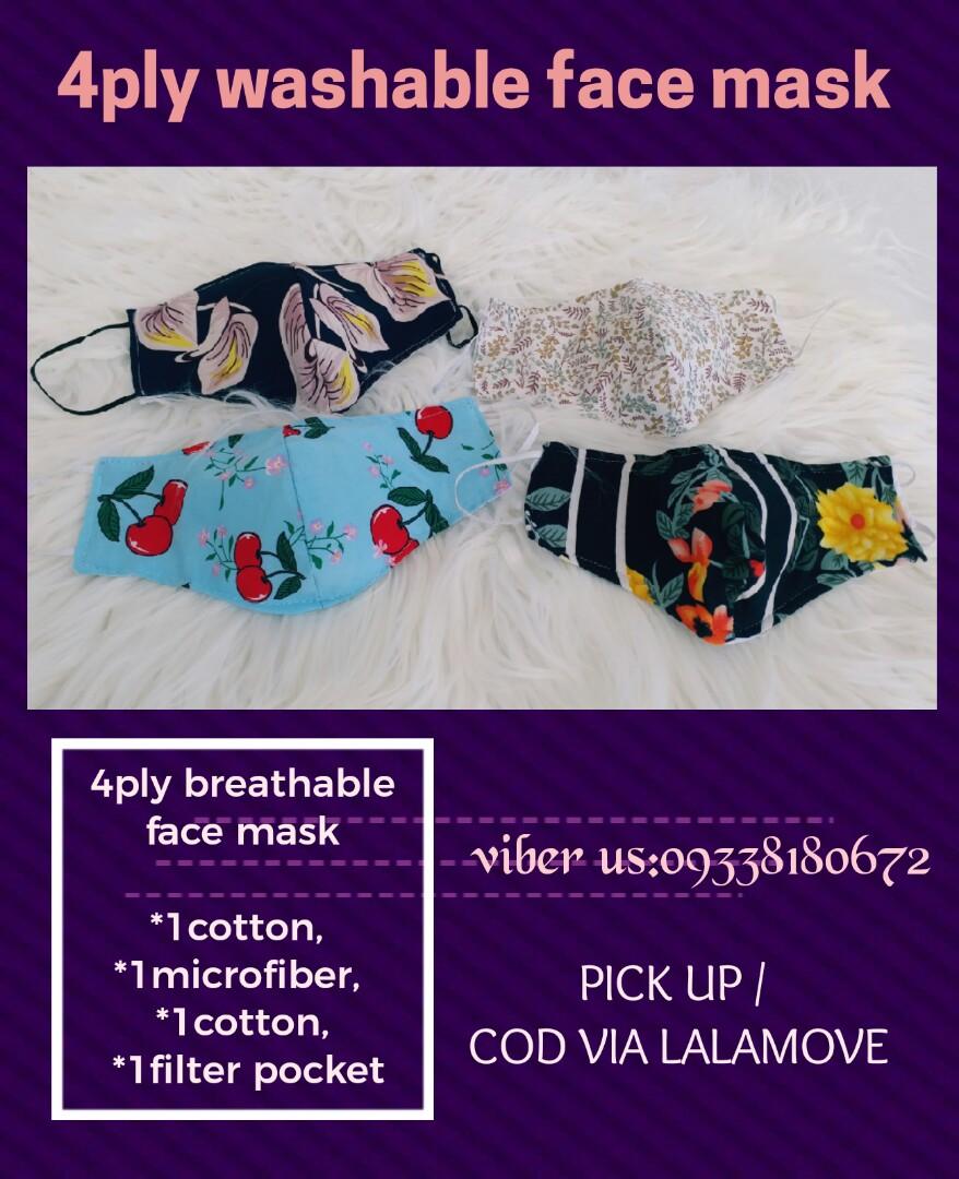 4ply breathable face mask with filter pocket (Category: Medical Supplies & Tools) located in Las Pinas. Submitted by modish8 (Listing ID 1006941711, Image 1). Description: Avail Now! We ship COD via lalamove Viber us @09338180672.