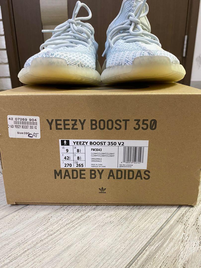 US9 Adidas Yeezy Boost 350 cloud white 