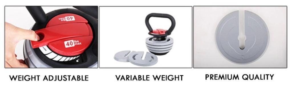 INSTOCK Adjustable Kettlebell Weights 9KG 20LBS 18KG 40LBS