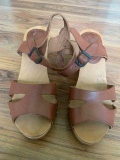APC brown sandals with wooden heels