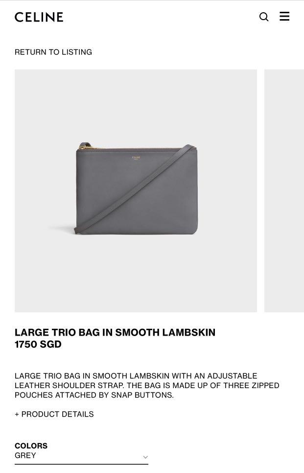 Large Trio bag in smooth lambskin