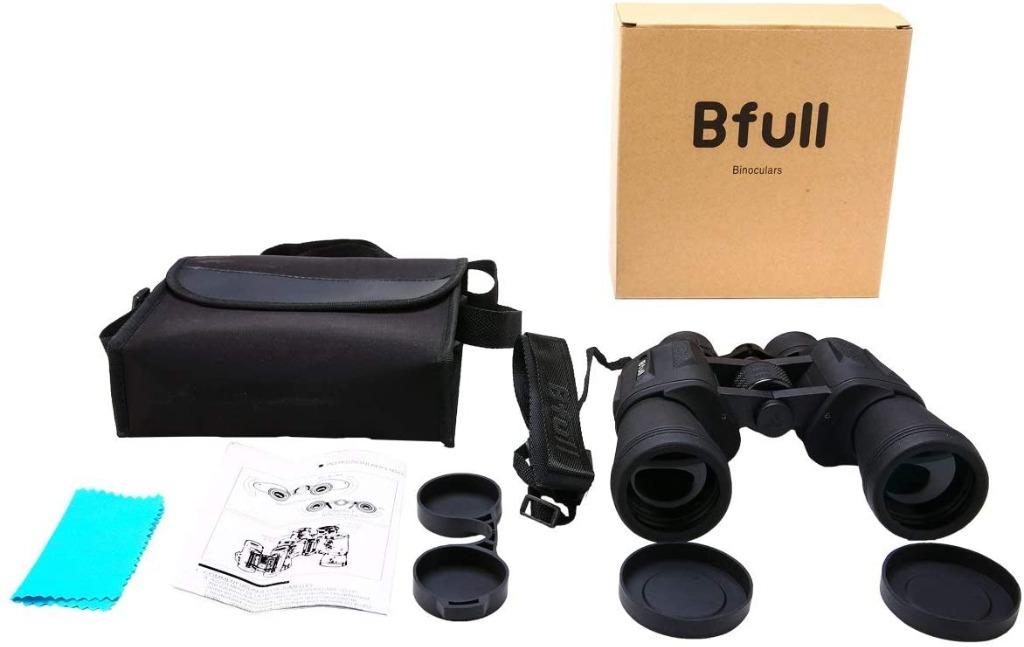 BFULL Binoculars 12x50 Binoculars for Adult Teenagers Compact Binoculars Wide Angle Weak Light Night Vision Waterproof Binoculars with Bag and Strap
