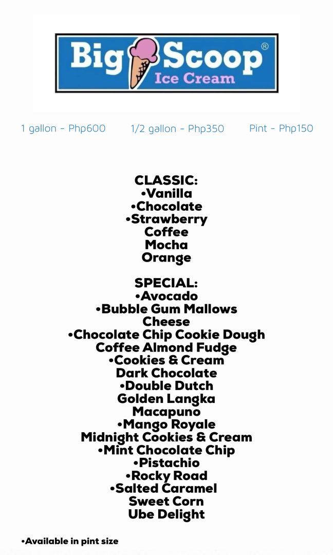 Big Scoop Ice Cream, Food & Drinks, Local Eats on Carousell
