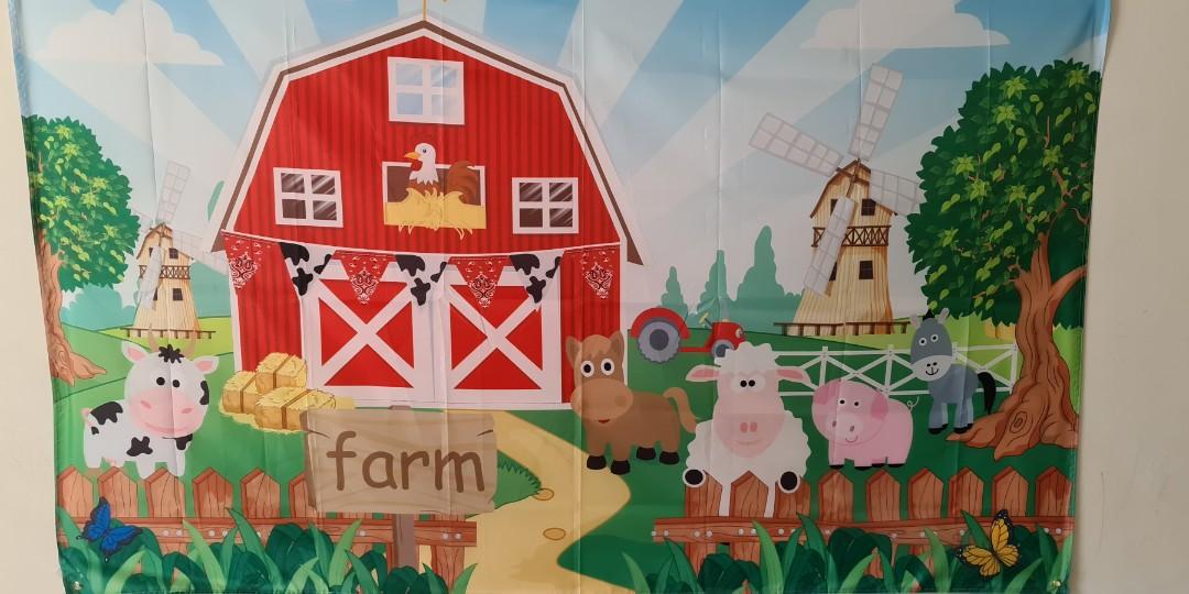 Birthday Party Backdrop Farm Animals Old Macdonald Design Craft Art Prints On Carousell