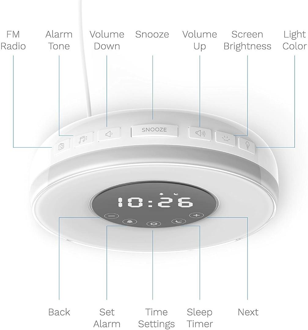 hOmeLabs Sunrise Alarm Clock Digital LED Clock with 6 Color Switch