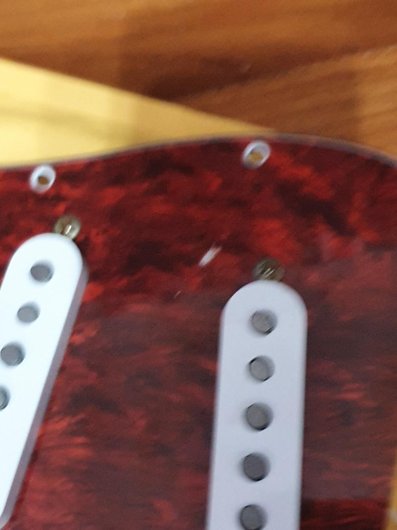 Left handed Fender Squier Standard Strat pickups pickguard and guitar