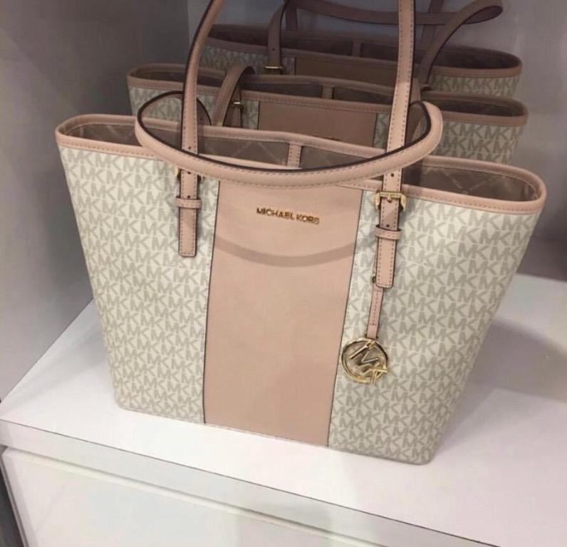 Michael kors medium carryall tote vanilla mk signature ballet pink clearance