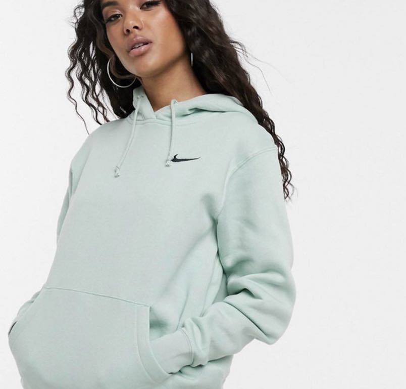 nike dark blue mini swoosh oversized hoodie