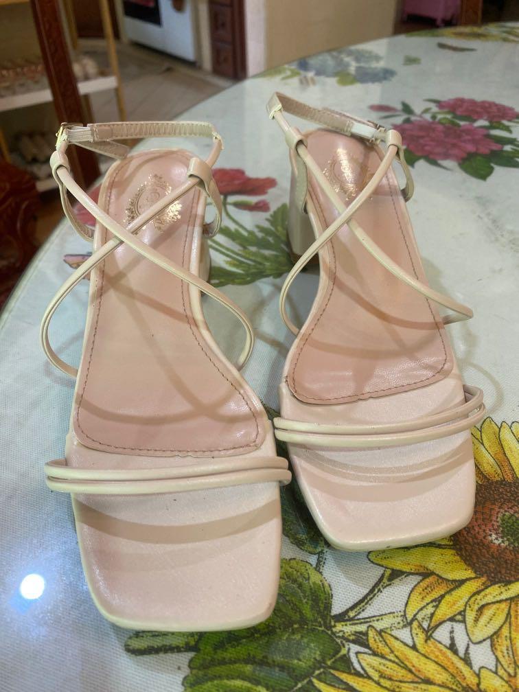 nude strappy low heels