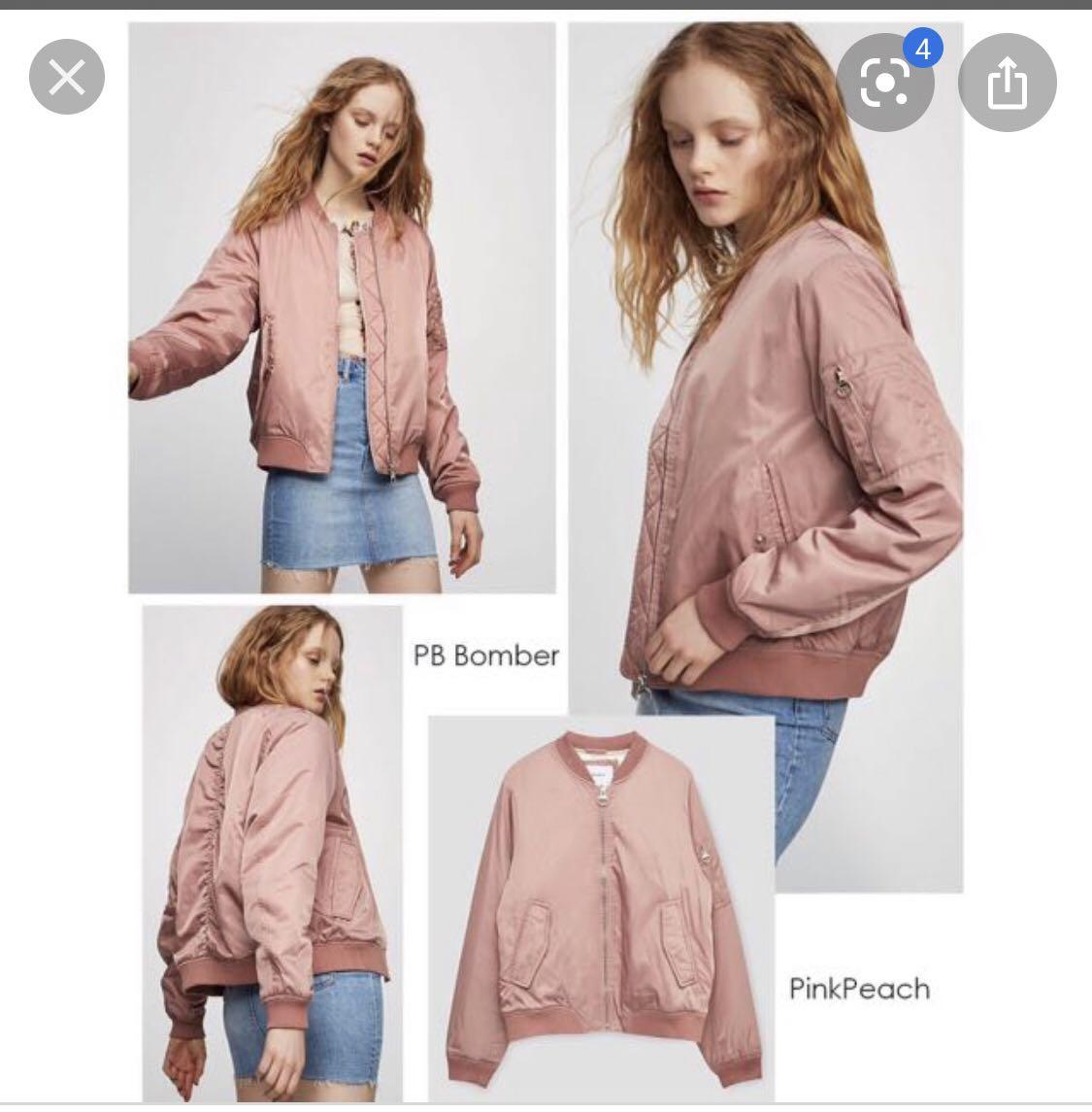 Pull and bear pink bomber jacket, Women's Fashion, Coats, Jackets 