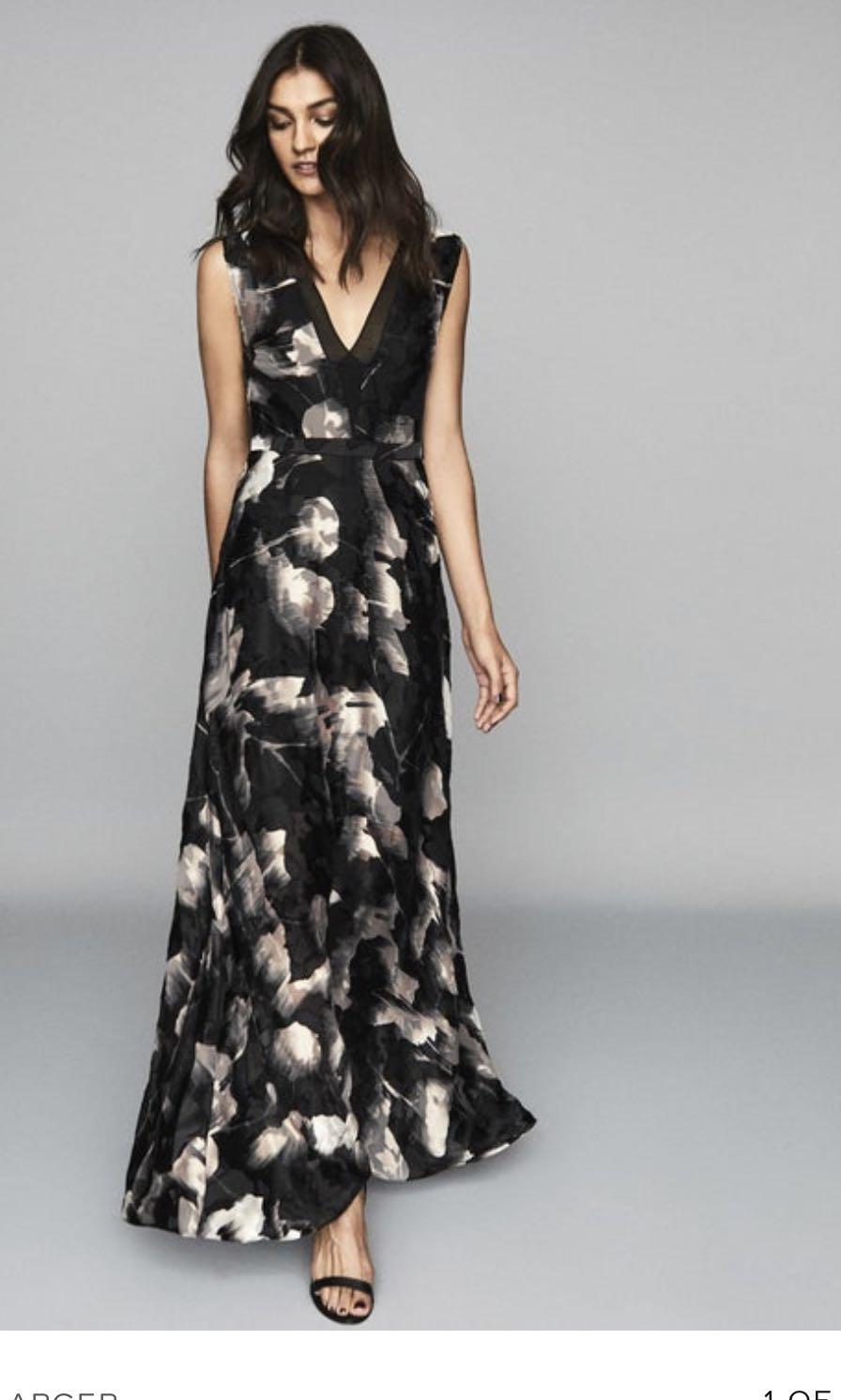 REISS BURNOUT SILK BLEND MAXI DRESS