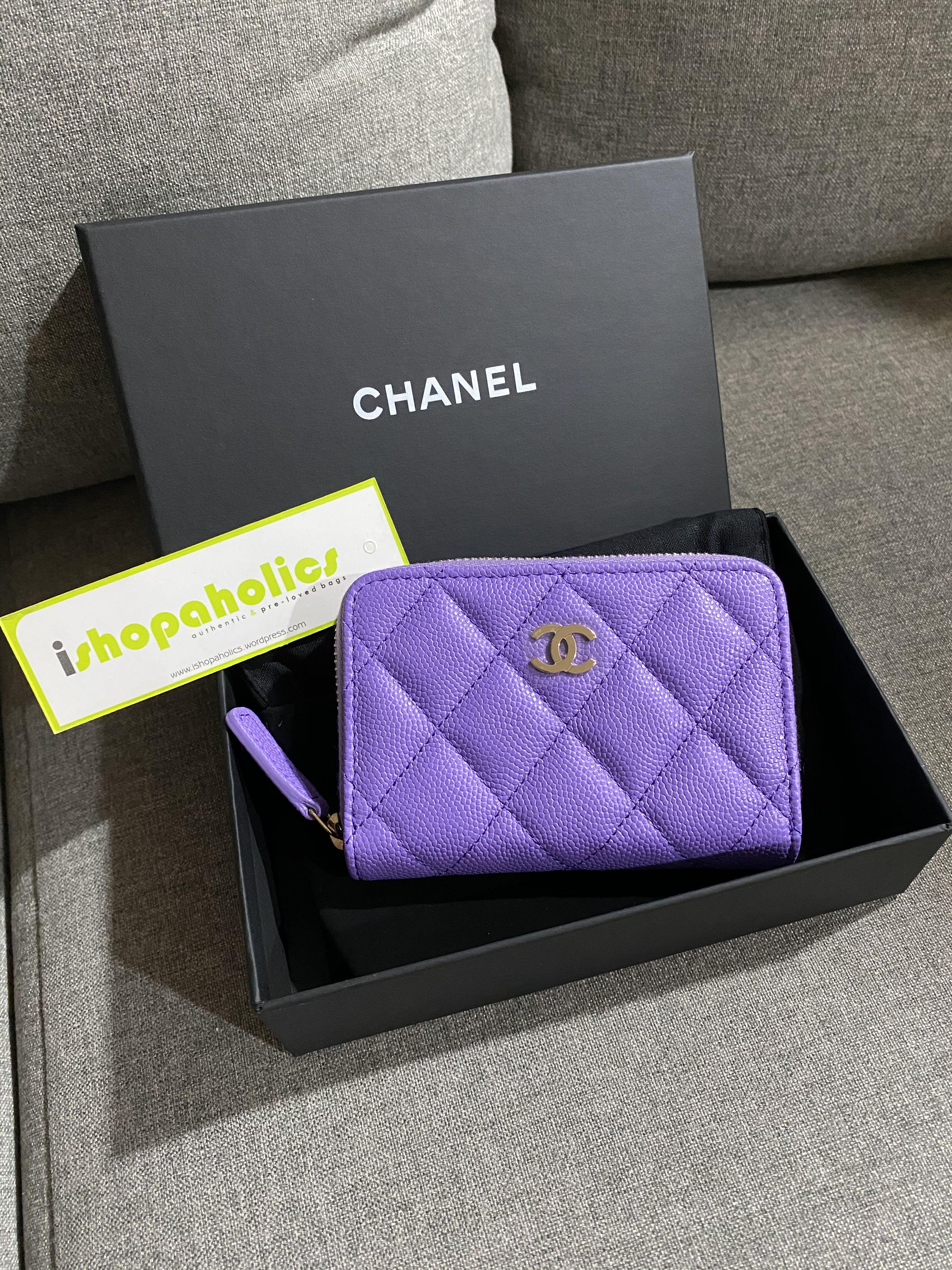 SOLD! CHANEL 20s Purple Caviar Zippy Coin Purse, Women's Fashion