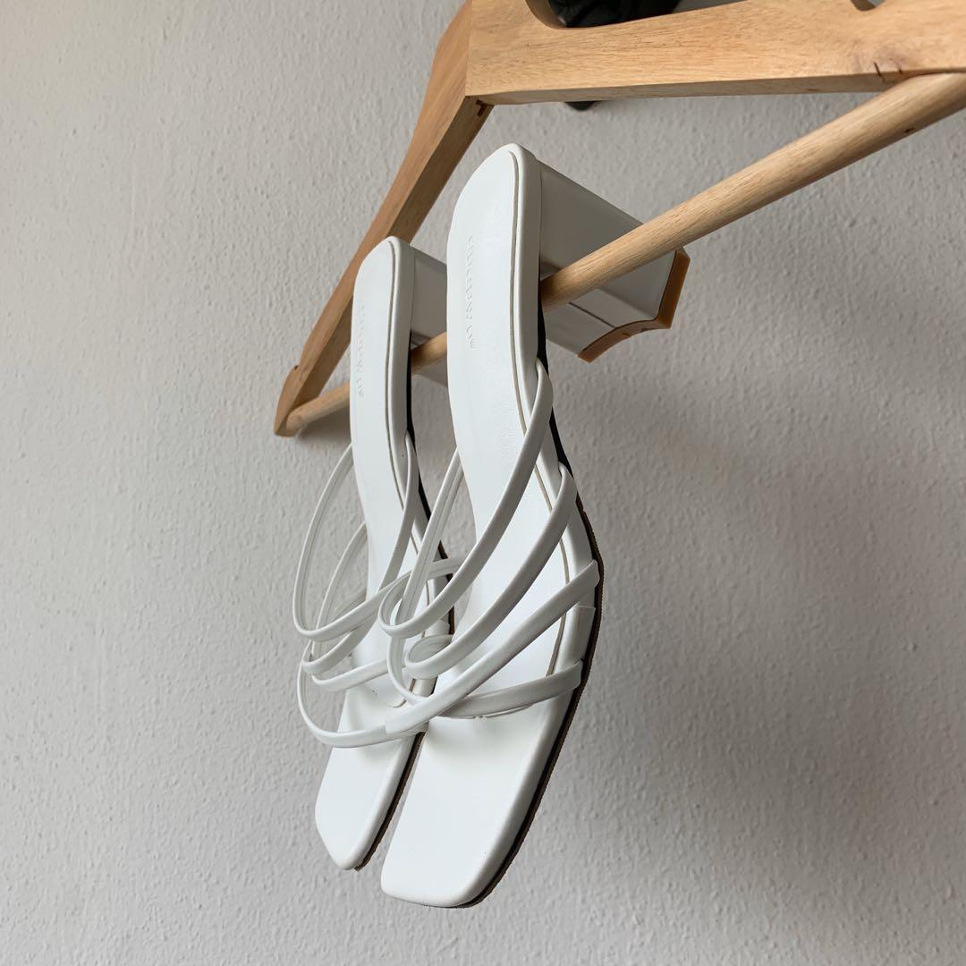 strappy block heel mules