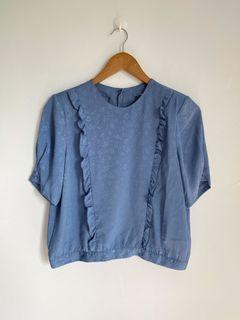 Vintage Floral Blue Blouse
