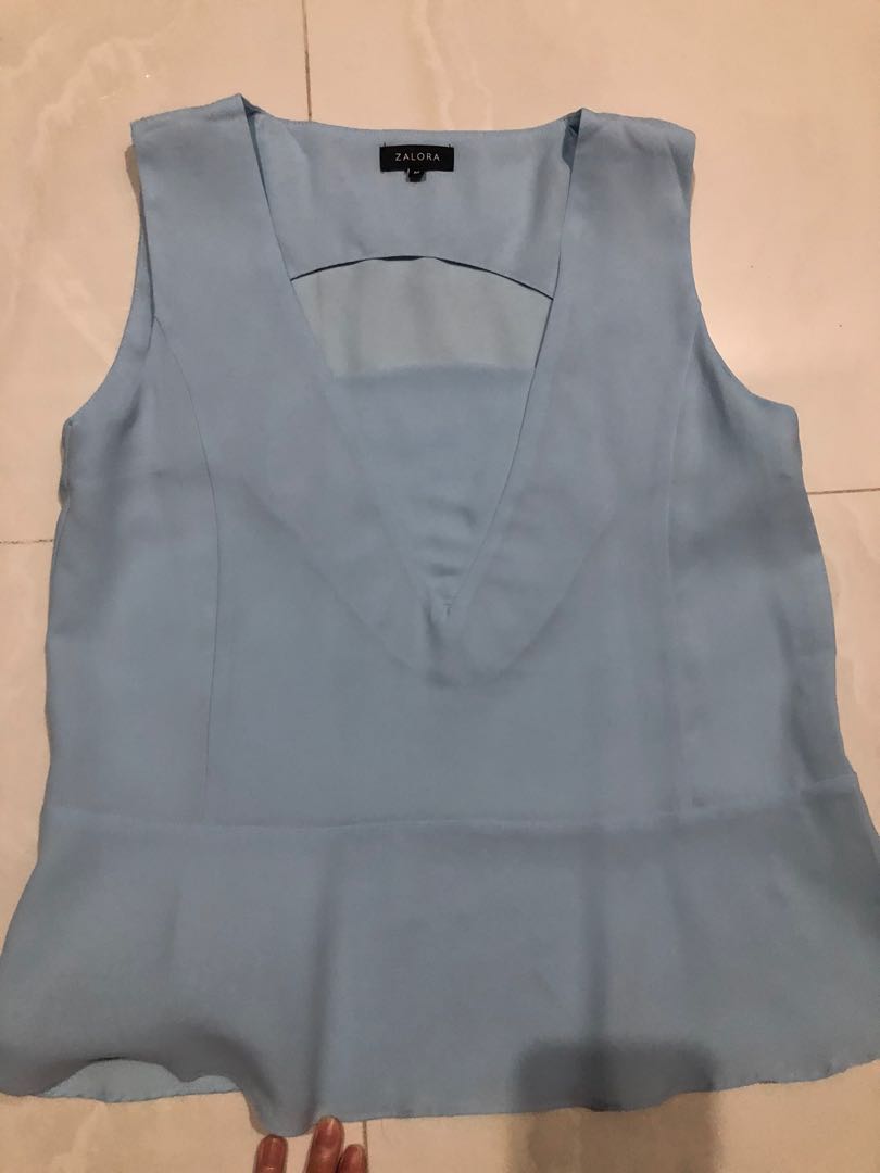 light blue peplum top