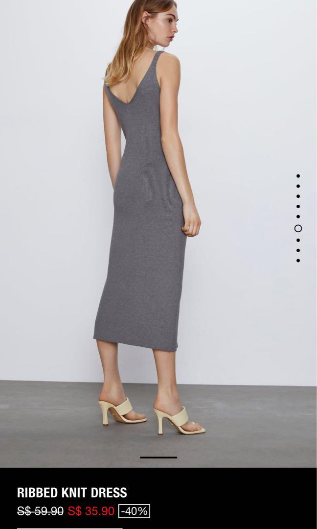 zara cream ribbed dress