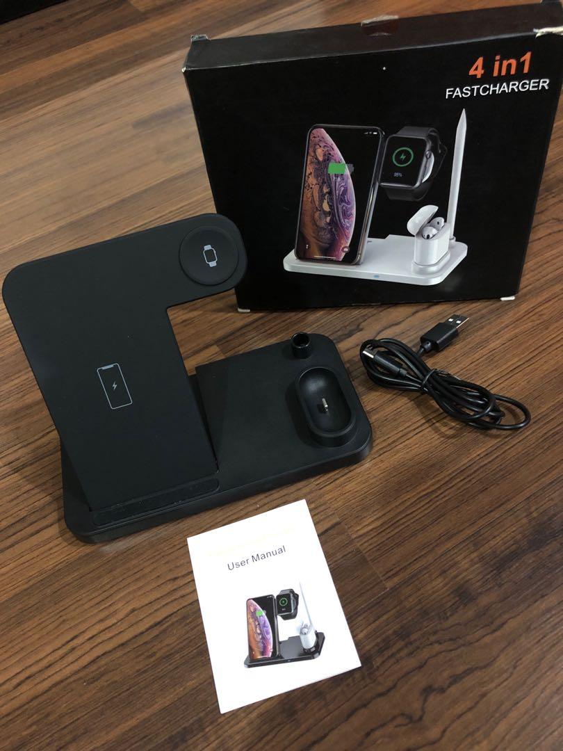 4 In 1 Wireless Charger Apple Watch Airpods Pencil Charging Dock Station Nightstand Mode For Iwatch Series 5 4 3 2 1 Fast Charging For Iphone 11 11 Pro Max Xr Xs Max Xs X 8 8p Electronics Computer Parts