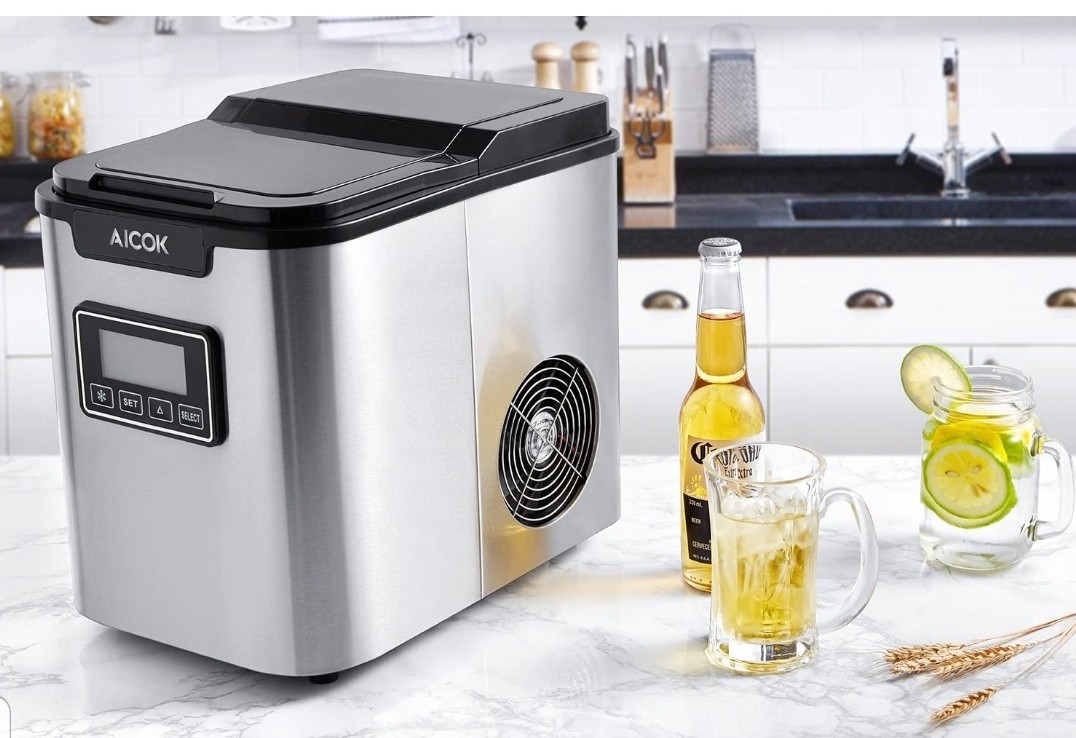 Aicok Ice Factory. Stainless steel portable deck ice maker, 2 quart