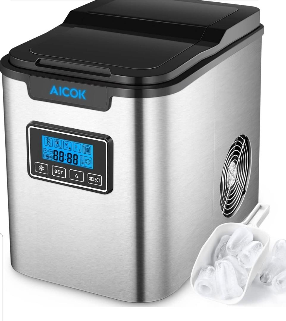 Aicok Ice Factory. Stainless steel portable deck ice maker, 2 quart