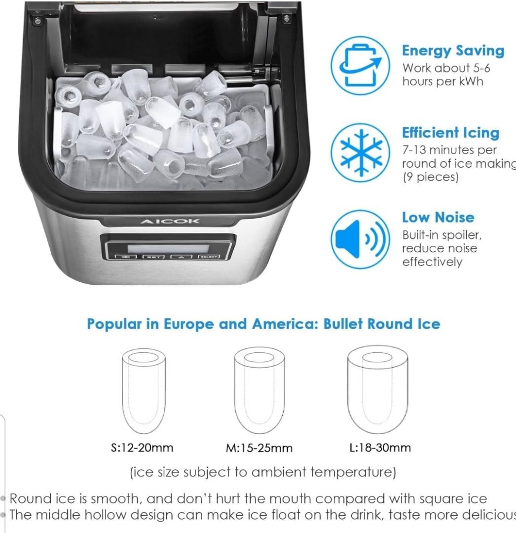Aicok Ice Factory. Stainless steel portable deck ice maker, 2 quart