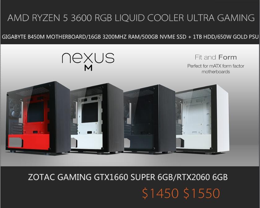 AMD RYZEN MD RYZEN 5 3600 LIQUID COOLER ULTRA GAMING CUSTOM DESKTOP PC ...