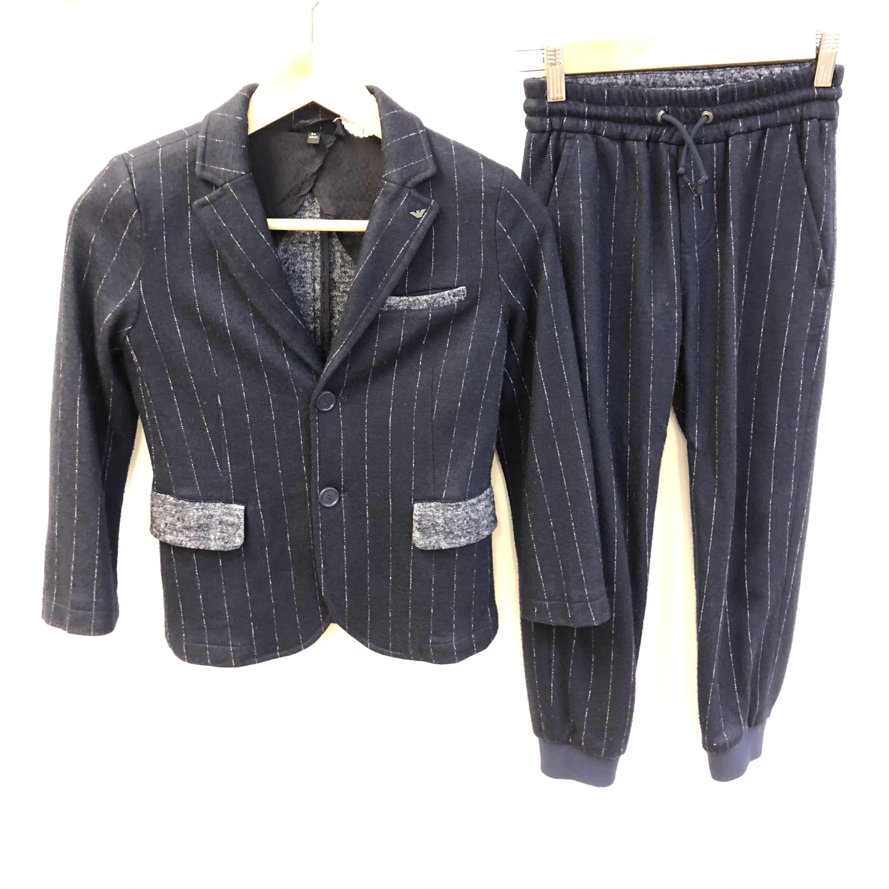 Armani Junior navy stripes jacket set size 8A, 兒童＆孕婦用品