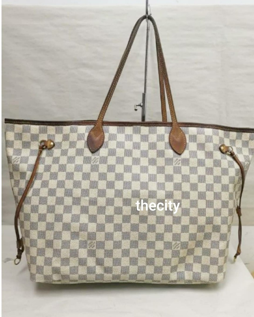 AUTHENTIC LOUIS VUITTON NEVERFULL DAMIER AZUR CANVAS GM SIZE VINTAGE