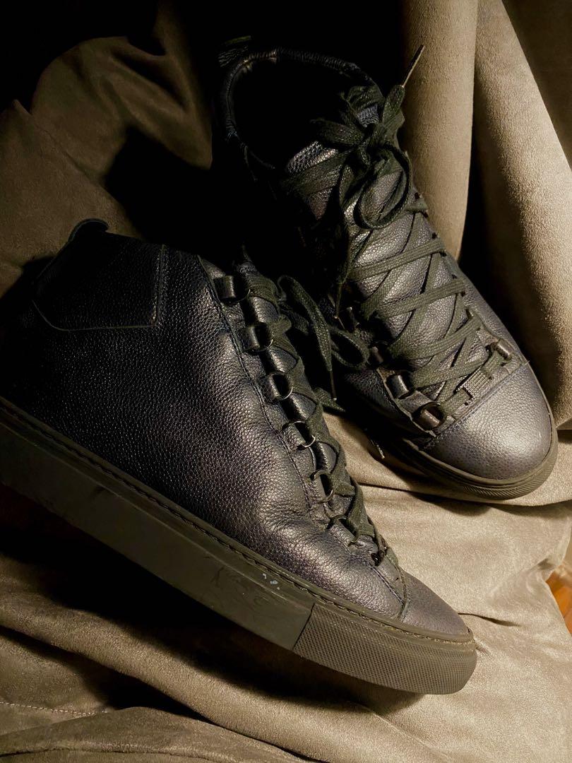 balenciaga men's arena leather sneakers