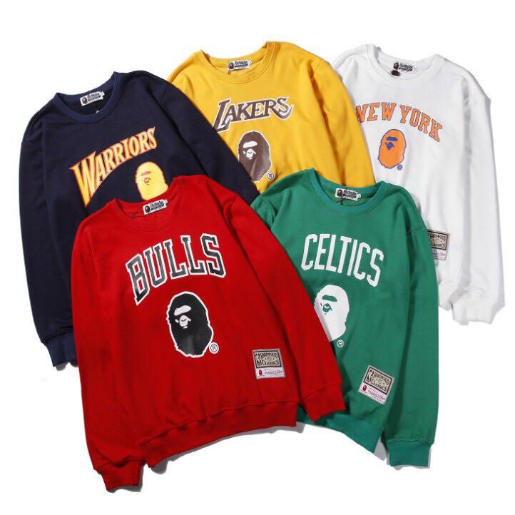 Bape X Nba Sweater Bulls Lakers Celtics Warriors Men S Fashion Clothes Tops On Carousell