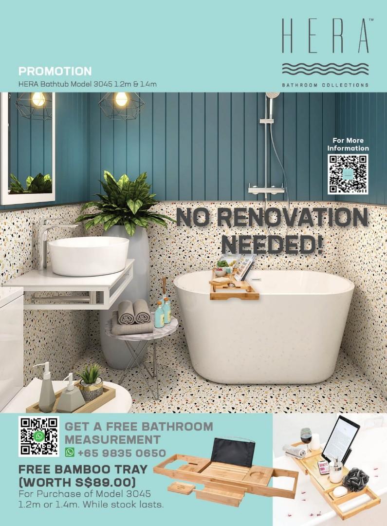 Bathtub For HDB Flats, Furniture & Home Living, Bathroom & Kitchen