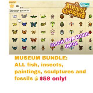 BEST DEAL - ALL Animal Crossing Fishes/Bugs/Paintings/Fossils