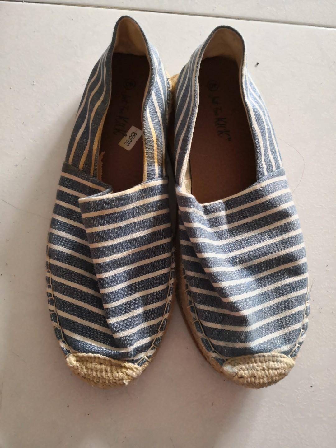 blue and white espadrilles