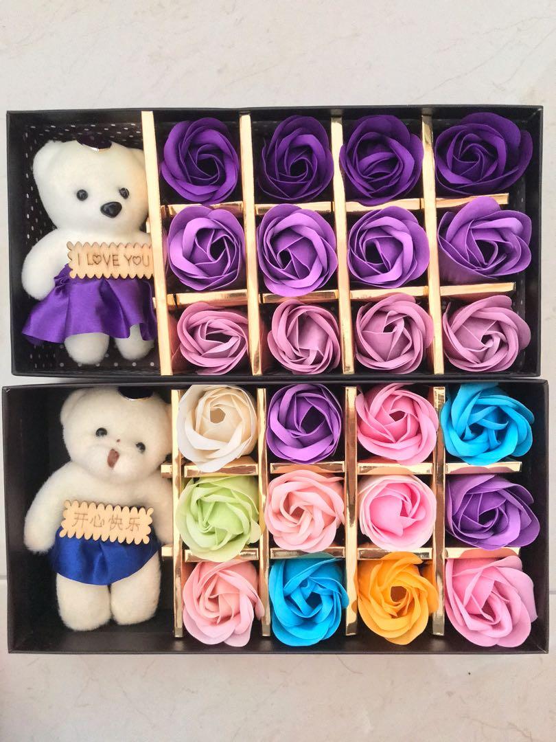 Bn Teddy Bear Rose Flower Gift Set Gardening Flowers Bouquets On Carousell