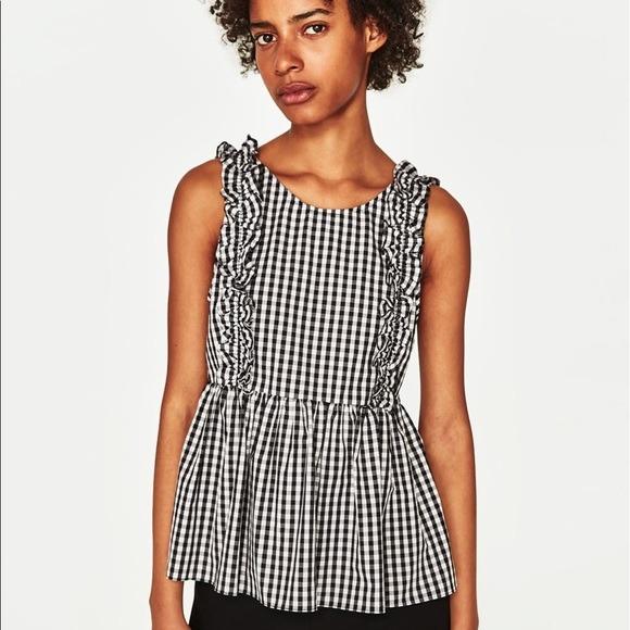 zara black ruffle top