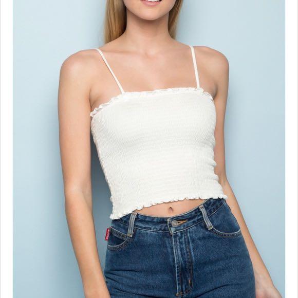 smocked white tank top