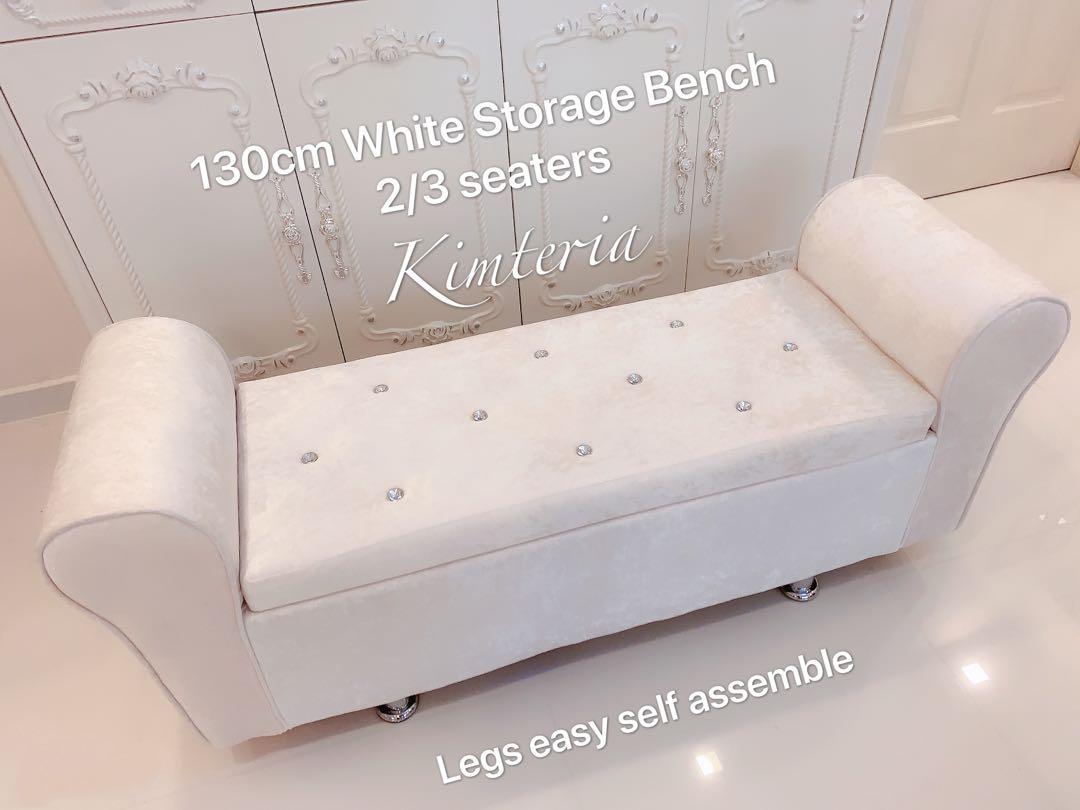 Brand New White Velvet Elegant Storage Bench Furniture Sofas On Carousell