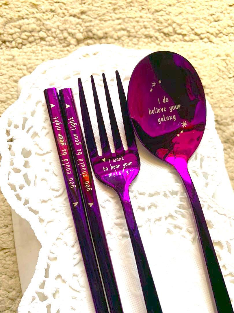 Bts Army Cutlery Set Purple Entertainment K Wave On Carousell