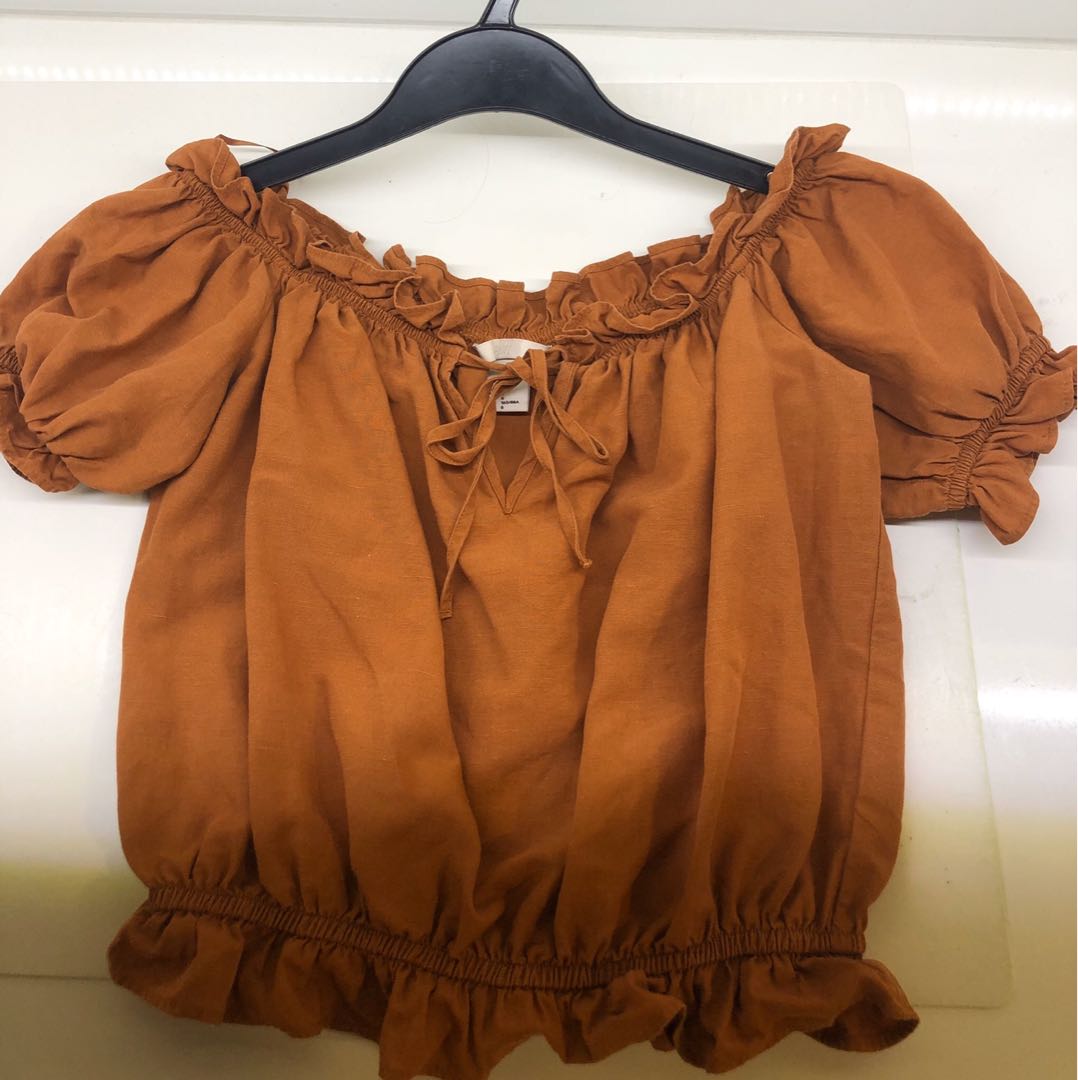 orange peasant top