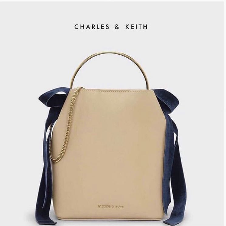 charles and keith velvet bow bag