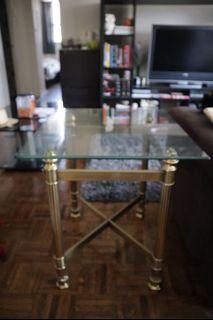 Glass side tables - copper leg finishing