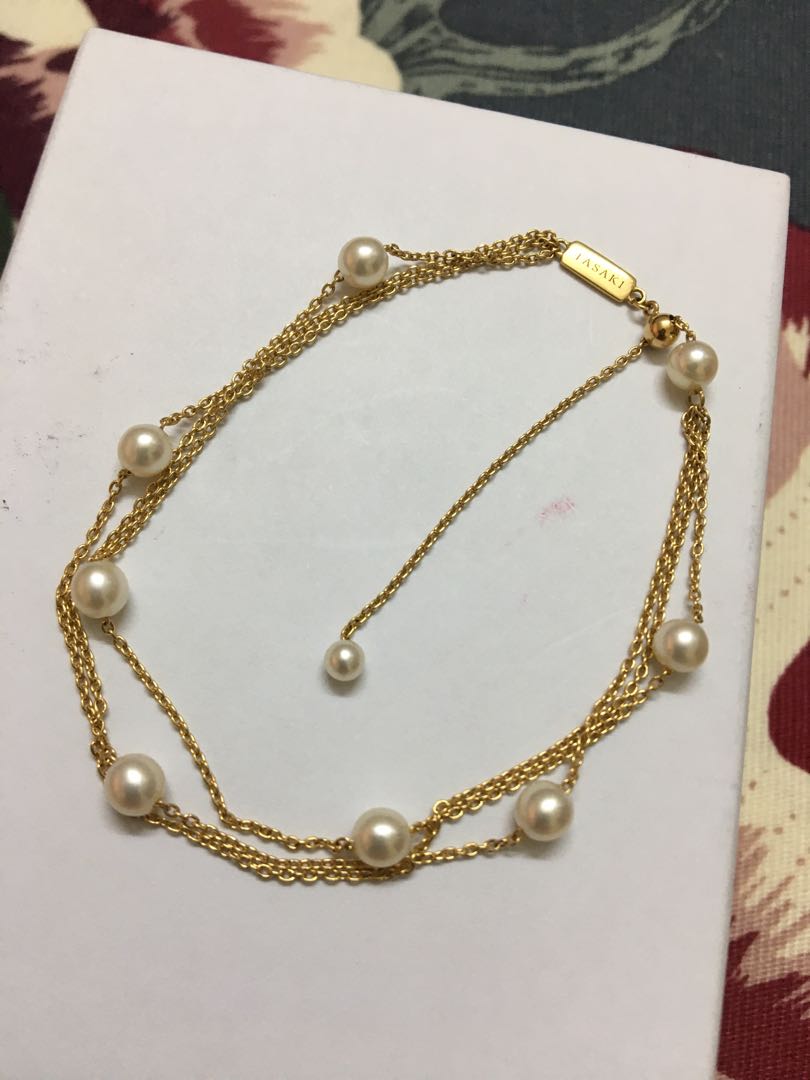 JAPAN brand TASAKI K18/18K/750 3 chain baby pearl bracelet