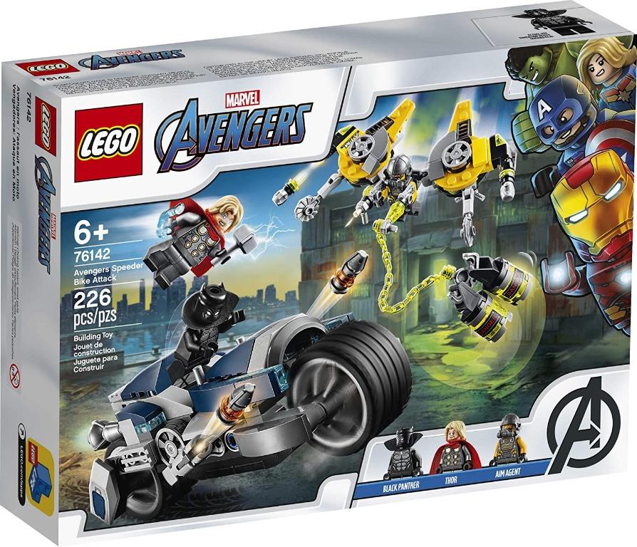 Lego Marvel Avengers Speeder Bike Attack 76142 Black Panther Thor Buildable Toy 226 Pieces Ages 6 Toys Games Toys On Carousell