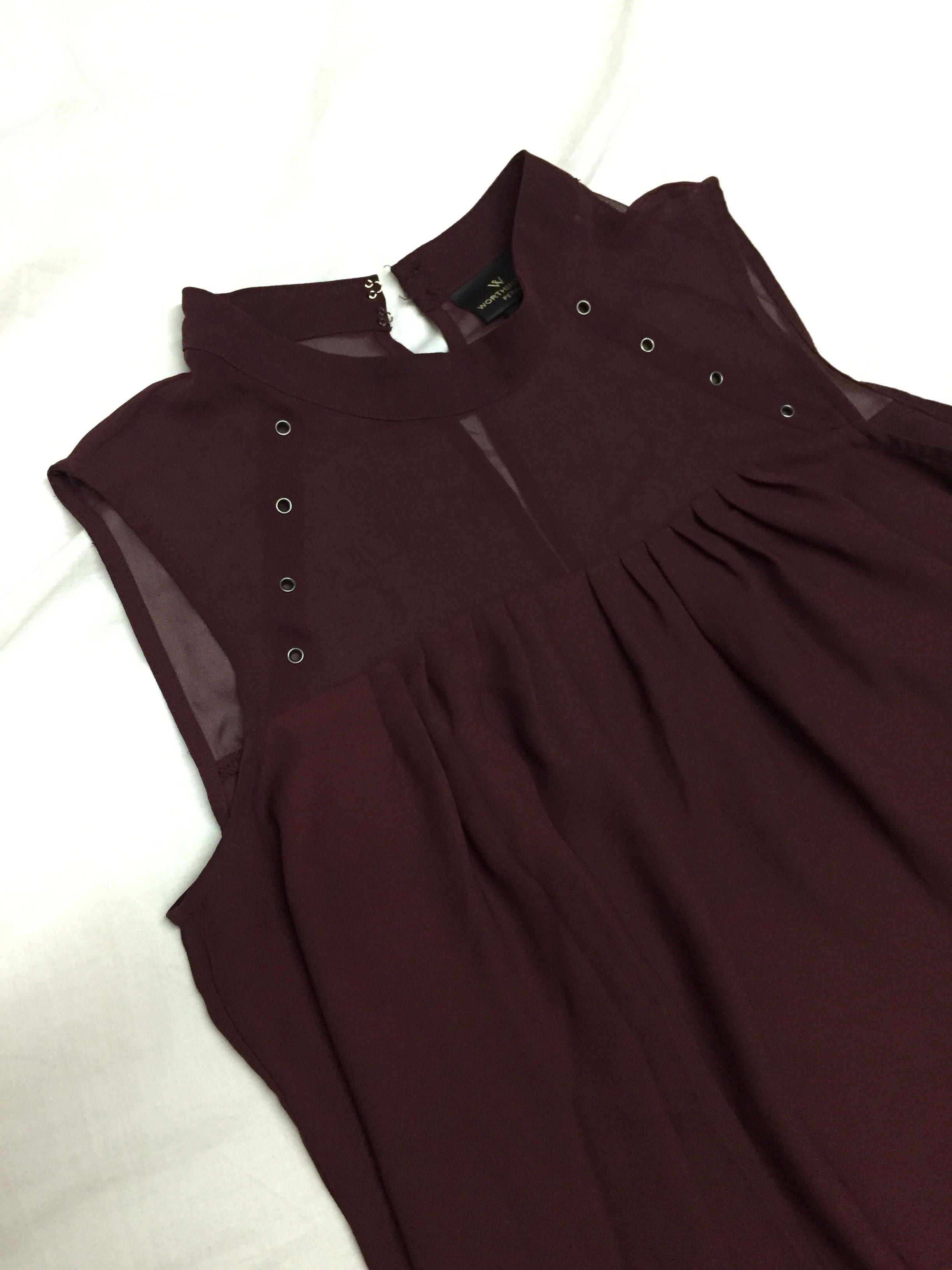 maroon chiffon top