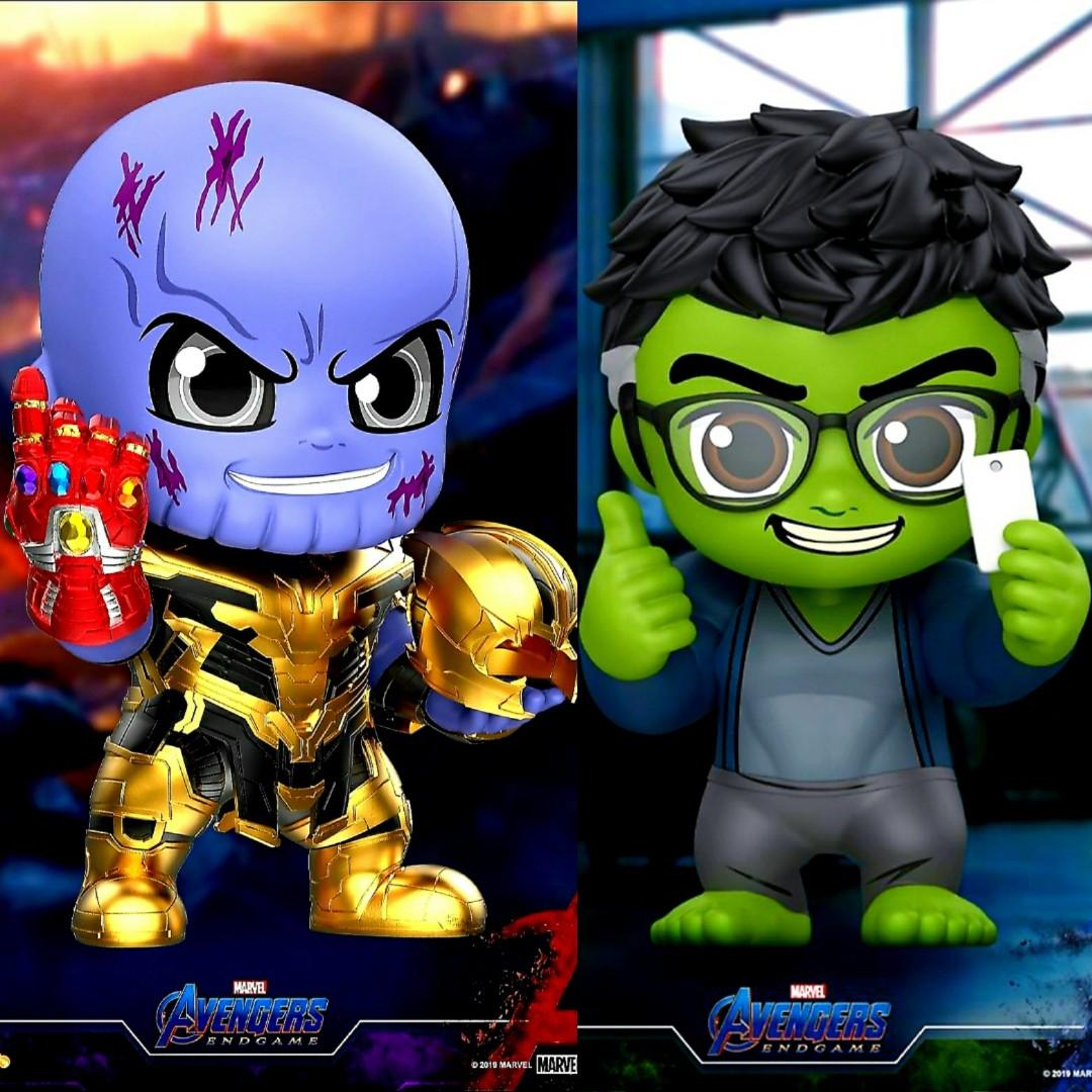 MISB Hot Toys Cosbaby Thanos With Nano Gauntlet, Hulk Casual