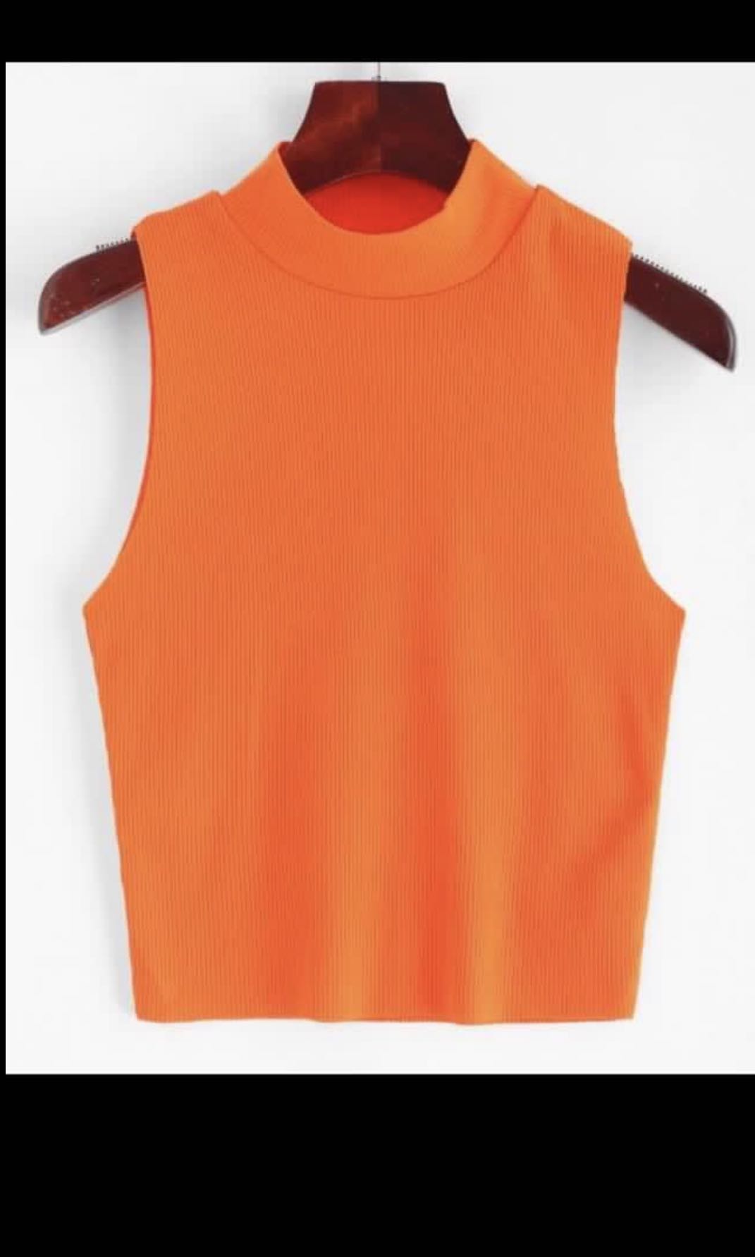 Neon Orange Crop Top Turtle Neck, Women 
