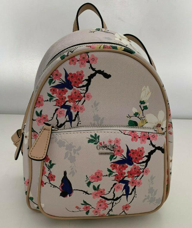NEW GUESS PANDORE COLLECTION WHITE PINK FLORAL TRAVEL BACKPACK BAG PURSE