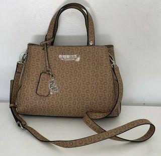 NEW! GUESS ROWE COLLECTION MOCHA BROWN CONVERTIBLE SATCHEL CROSSBODY SLING BAG