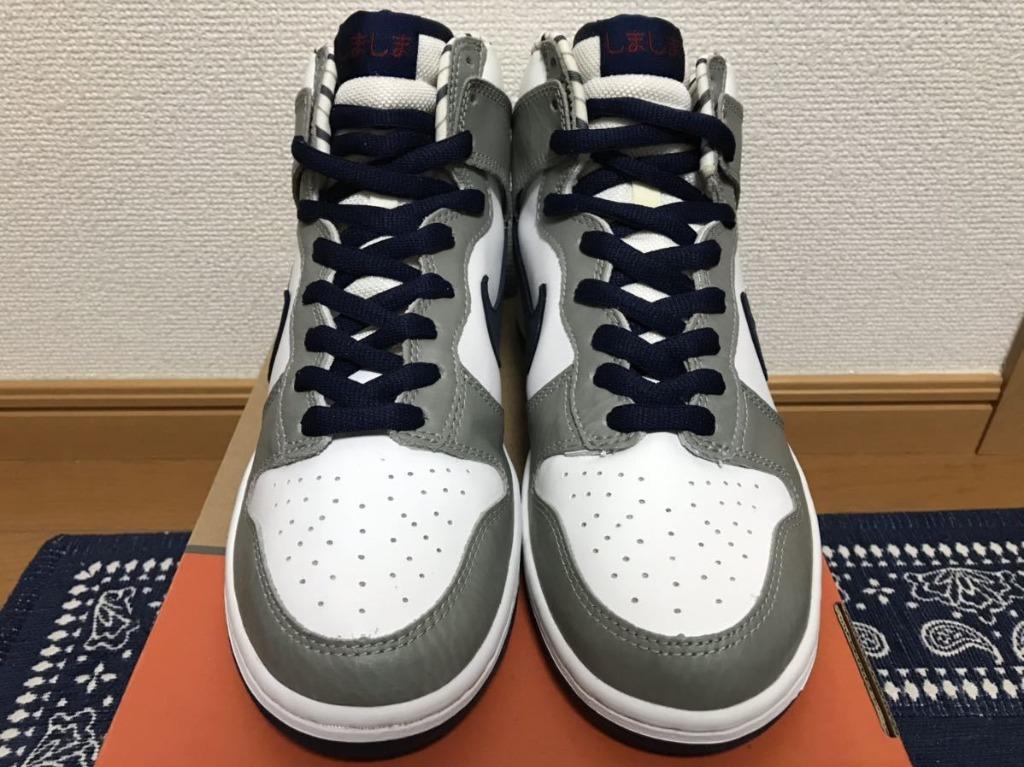 NIKE DUNK HIGH SHIMASHIMA WHITEMIDNIGH NAVY MEDIUM GREY 304717 142 27cm