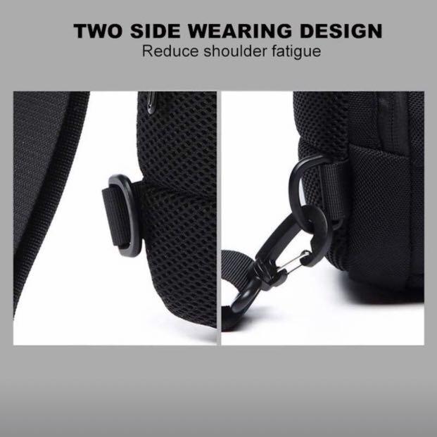 OZUKO Men Antitheft Lock Sling Bag Waterproof Chest Crossbody Bag