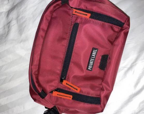 private label nyc maroon black waist/sling bag, Men's Fashion